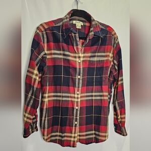 Eddie Bauer Vintage 100% Cotton Plaid Flanner Top